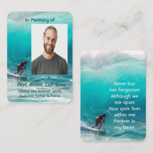 Gebedskaart Aandenken Golf Surfer Water Contactkaartje