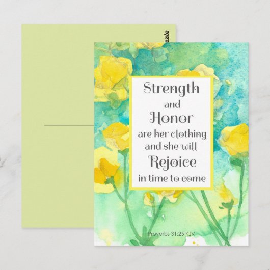 Gebedskaart Schriftuur Spreuken Gele Bloemen Briefkaart (Voorkant / Achterkant)