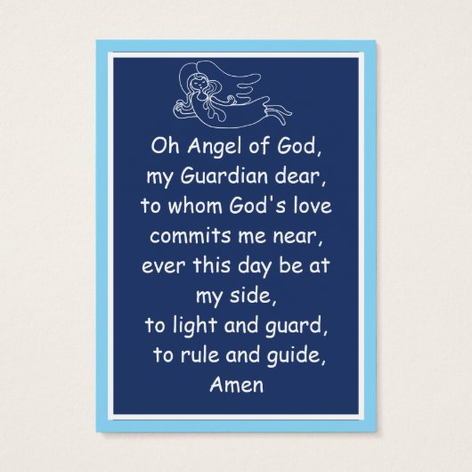 Gebedskaart van de beschermengel van de jongen visitekaartje (Achterkant)