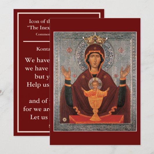 gebedskaart van Moeder van God-Onuitputtelijke Cha Feestdagenkaart (Voorkant / Achterkant)