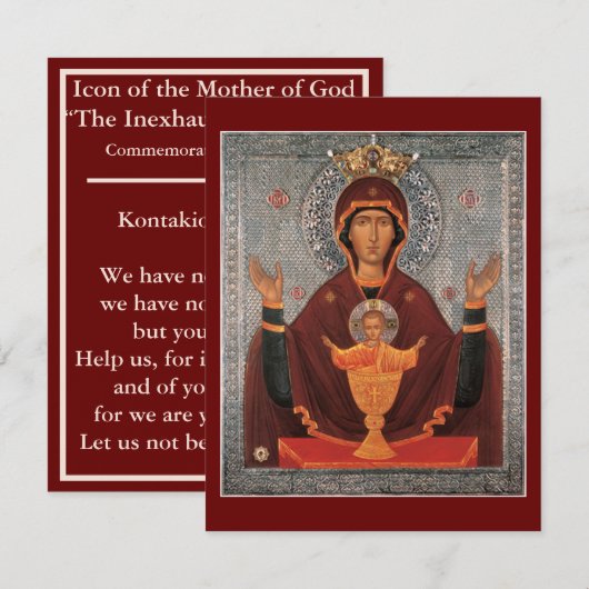 gebedskaart van Moeder van God-Onuitputtelijke Cha Kaart (Voorkant / Achterkant)