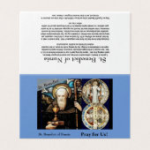 Gebedskaart van St. Benedictus van Nursia Kaart (Buitenkant ongevouwen)
