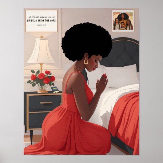 Gebedsmoeder 11" x 14" rijke rood-Oranje print (Voorkant)