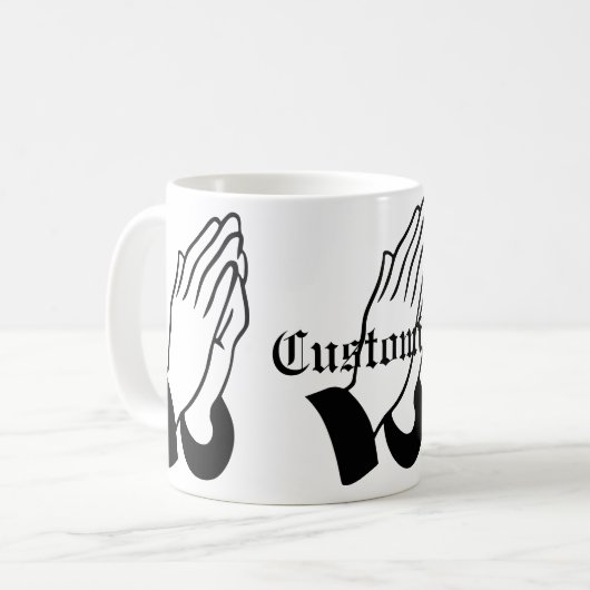 Gebedsstrijder biddende donder_baai koffiemok (Voorkant links)