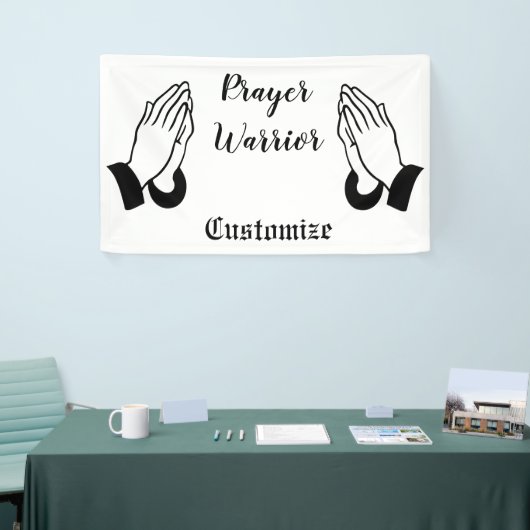 Gebedsstrijder biddende donder_baai spandoek (Beurs)