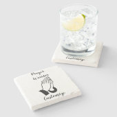 Gebedsstrijder biddende donder_baai stenen onderzetter (Zijkant)