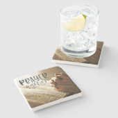 Gebedsstrijder bidt handen op open Bijbel Stenen Onderzetter (Zijkant)