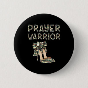 Gebedsstrijder Camo Hoge Hakken Boog Geloof God Je Ronde Button 5,7 Cm