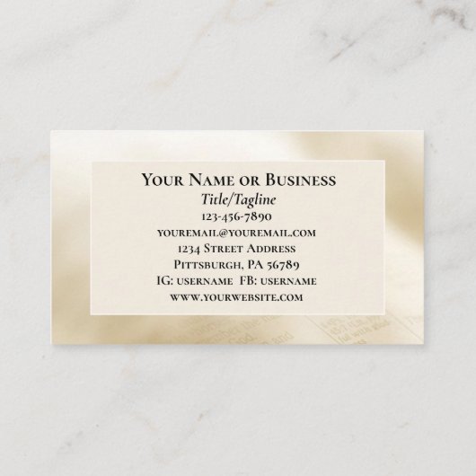 Gebedsstrijder Open Bijbels Christelijk Kruis Visitekaartje (Achterkant)