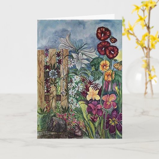"Gebedstuin met rozenkrans" Sympathiekaart Kaart (Gele Bloem)