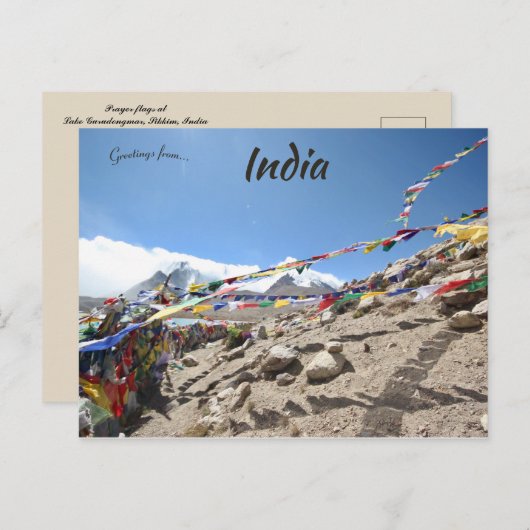 Gebedsvlaggen bij Lake Gurudongmar Sikkim India Briefkaart (Voorkant / Achterkant)