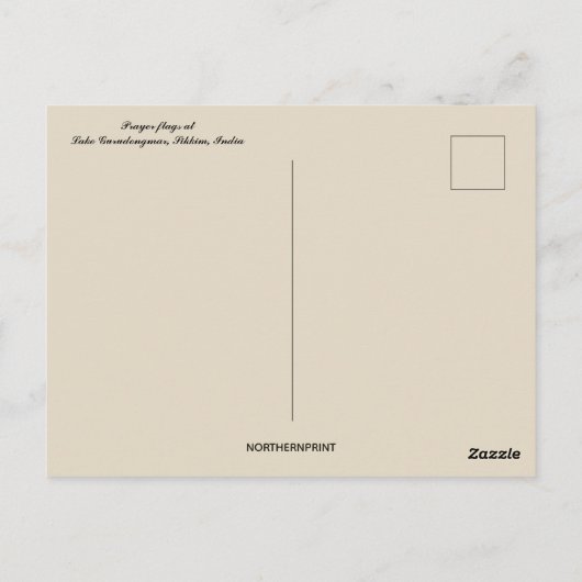 Gebedsvlaggen bij Lake Gurudongmar Sikkim India Briefkaart (Achterkant)