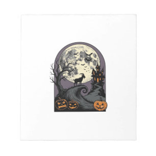 Gebeeldhouwd geitenmaan vintage Halloween-silhouet Notitieblok