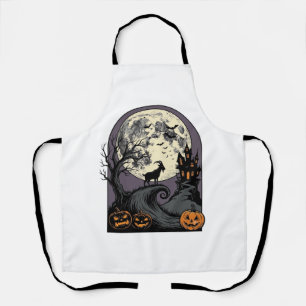 Gebeeldhouwd geitenmaan vintage Halloween-silhouet Schort