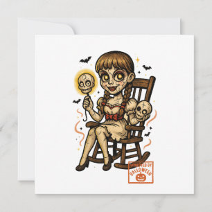 Gebeeldhouwd Pin-Up Popje – Griezellig Cute Hallow Feestdagenkaart