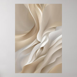 Gebeeldhouwde Beige Abstracte Kunst Poster