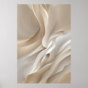 Gebeeldhouwde Beige Abstracte Kunst Poster