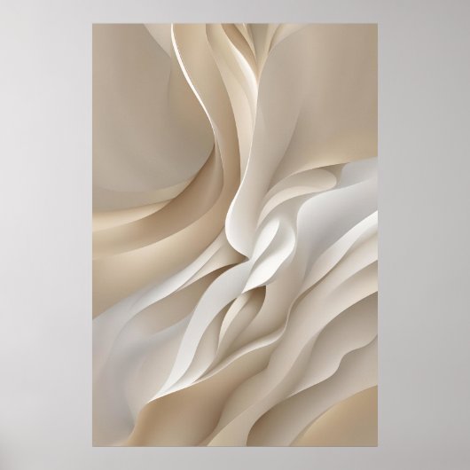 Gebeeldhouwde Beige Abstracte Kunst Poster (Voorkant)