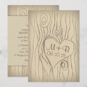 gebeeldhouwde boomhouten huwelijksuitnodiging kaart (Voorkant / Achterkant)