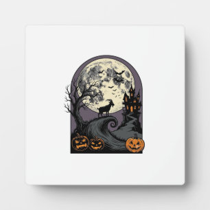Gebeeldhouwde geit Maan Vintage Halloween Silhouet Fotoplaat