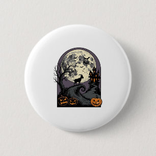Gebeeldhouwde geit Maan Vintage Halloween Silhouet Ronde Button 5,7 Cm