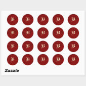 Gebeeldhouwde look Red Rose Monogram Ronde Sticker (Vel)