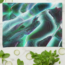 Gebeeldhouwde ruwe digitale watervallen en regenwo theedoek