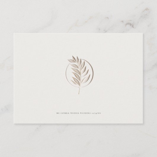 gebeeldhouwde twijg off-white bruiloft details kaa informatiekaartje (Voorkant)