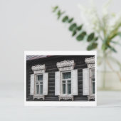 Gebeeldhouwde vensterframes Oude blokhut architect Briefkaart (Staand voorkant)