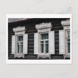 Gebeeldhouwde vensterframes Oude blokhut architect Briefkaart