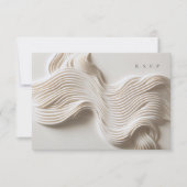 gebeeldhouwde vloeiende ivoor bruiloft maaltijd ke RSVP kaartje (Voorkant)
