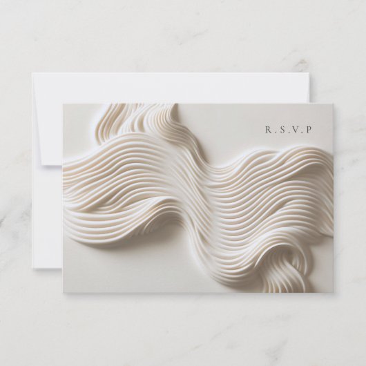 gebeeldhouwde vloeiende ivoor bruiloft maaltijd ke RSVP kaartje (Voorkant)
