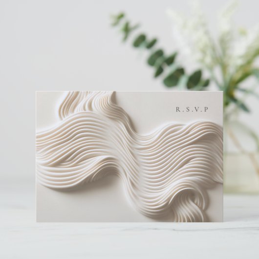 gebeeldhouwde vloeiende ivoor bruiloft maaltijd ke RSVP kaartje (Staand voorkant)