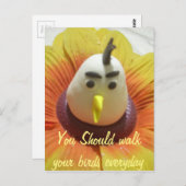 Gebeeldhouwde Vogel in Zonnebloem Art Print Briefkaart (Voorkant / Achterkant)