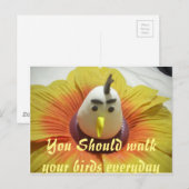 Gebeeldhouwde Vogel in Zonnebloem Art Print Briefkaart (Voorkant / Achterkant)
