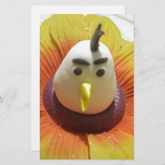 Gebeeldhouwde Vogel in Zonnebloem Art Print Briefpapier (Voorkant / Achterkant)