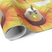 Gebeeldhouwde Vogel in Zonnebloem Art Print Cadeaupapier (Rol Hoek)