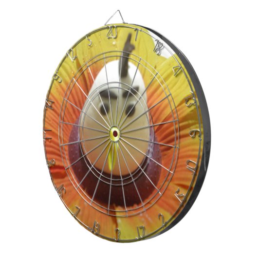 Gebeeldhouwde Vogel in Zonnebloem Art Print Dartbord (Voorkant Rechts)