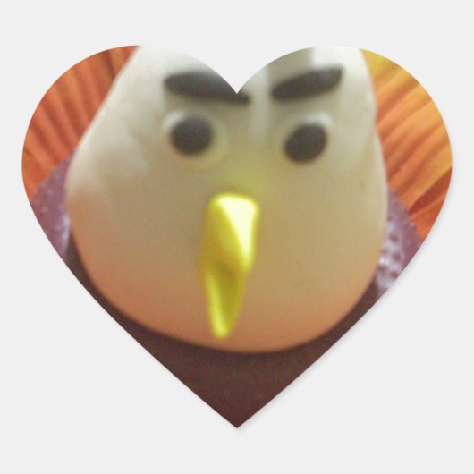 Gebeeldhouwde Vogel in Zonnebloem Art Print Hart Sticker (Voorkant)