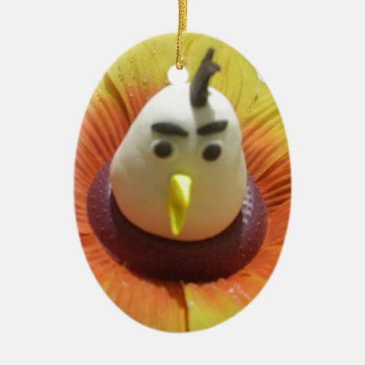 Gebeeldhouwde Vogel in Zonnebloem Art Print Keramisch Ornament (Voorkant)