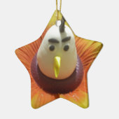 Gebeeldhouwde Vogel in Zonnebloem Art Print Keramisch Ornament (Links)