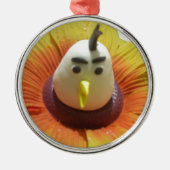 Gebeeldhouwde Vogel in Zonnebloem Art Print Metalen Ornament (Voorkant)