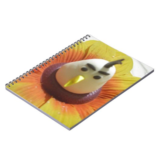 Gebeeldhouwde Vogel in Zonnebloem Art Print Notitieboek (Linkerzijde)