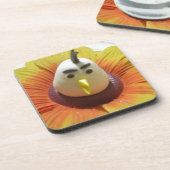 Gebeeldhouwde Vogel in Zonnebloem Art Print Onderzetter (Linkerzijde)