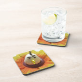 Gebeeldhouwde Vogel in Zonnebloem Art Print Onderzetter (Rechterzijde)