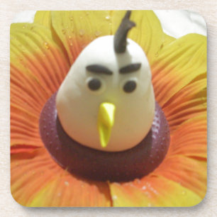 Gebeeldhouwde Vogel in Zonnebloem Art Print Onderzetter