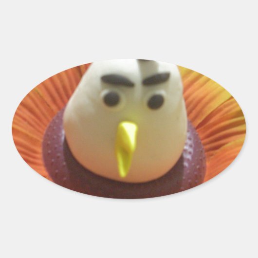 Gebeeldhouwde Vogel in Zonnebloem Art Print Ovale Sticker (Voorkant)