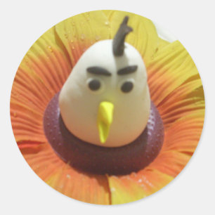 Gebeeldhouwde Vogel in Zonnebloem Art Print Ronde Sticker