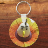 Gebeeldhouwde Vogel in Zonnebloem Art Print Sleutelhanger (Voorkant)