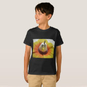 Gebeeldhouwde Vogel in Zonnebloem Art Print T-shirt (Voorkant volledig)